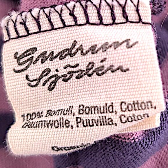 Gudrun Sjoden lilac eggplant striped pocket front artsy folk midi dress  W's L - Picture 7 of 9